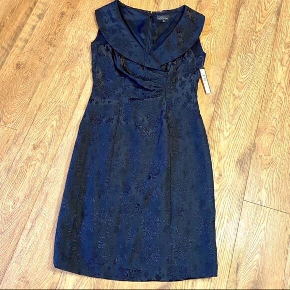 TAHARI KRISTINA BLACK BROCADE FLORAL DRESS 4 NWT - Picture 7 of 15